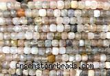 CCU1830 15 inches 4mm faceted cube rainbow moonstone beads