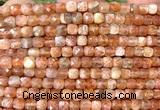 CCU1834 15 inches 4mm faceted cube golden sunstone beads