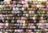 CCU1843 15 inches 4mm faceted cube tourmaline gemstone beads
