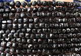 CCU1848 15 inches 4mm faceted cube black tourmaline beads
