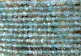 CCU1851 15 inches 4mm faceted cube bue apatite beads