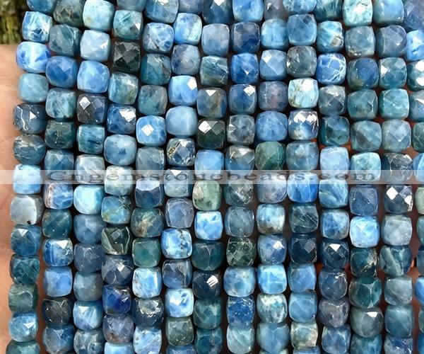 CCU1852 15 inches 4mm faceted cube apatite gemstone beads