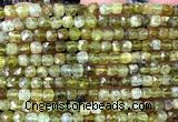 CCU1858 15 inches 4mm faceted cube green garnet gemstone beads