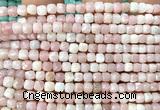 CCU1865 15 inches 4mm faceted cube Chinese pink opal beads