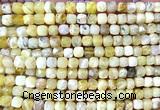 CCU1868 15 inches 4mm faceted cube yellow opal beads wholesale