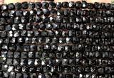 CCU1871 15 inches 4mm faceted cube black spinel gemstone beads