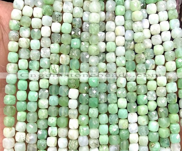 CCU1878 15 inches 4mm faceted cube Australia chrysoprase beads
