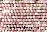 CCU1900 15 inches 4mm faceted cube pink wooden jasper beads