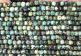CCU1907 15 inches 4mm faceted cube African turquoise beads
