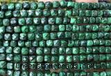 CCU1909 15 inches 4mm faceted cube malachite gemstone beads