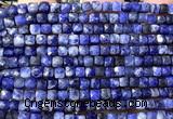 CCU1911 15 inches 4mm faceted cube sodalite gemstone beads