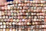 CCU1916 15 inches 4mm faceted cube rhodochrosite gemstone beads
