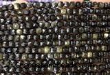 CCU1918 15 inches 4mm faceted cube golden obsidian beads