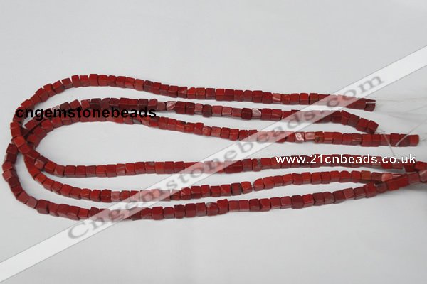 CCU21 15.5 inches 5*5mm cube red jasper beads wholesale