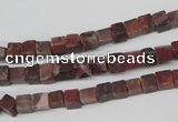 CCU25 15.5 inches 5*5mm cube red picture jasper beads wholesale