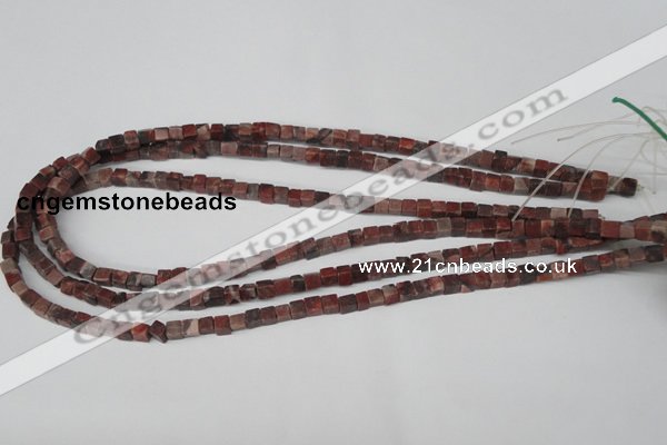 CCU25 15.5 inches 5*5mm cube red picture jasper beads wholesale