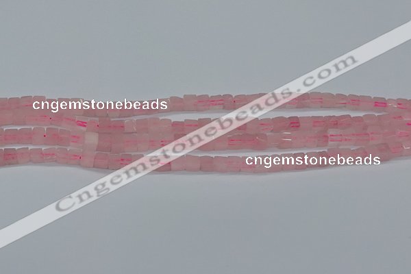 CCU300 15.5 inches 4*4mm cube rose quartz beads wholesale