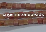 CCU308 15.5 inches 4*4mm cube pink wooden jasper beads wholesale