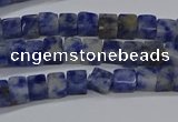 CCU313 15.5 inches 4*4mm cube blue spot stone beads wholesale