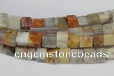 CCU33 15.5 inches 5*5mm cube bamboo leaf agate beads wholesale