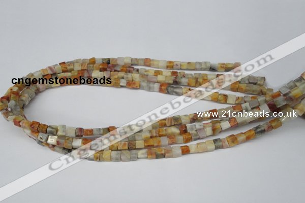 CCU33 15.5 inches 5*5mm cube bamboo leaf agate beads wholesale