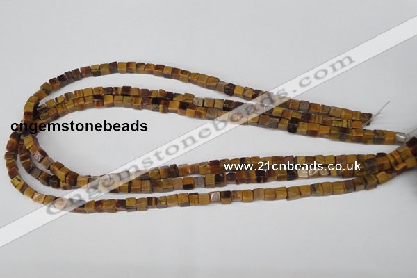 CCU34 15.5 inches 5*5mm cube yellow tiger eye beads wholesale