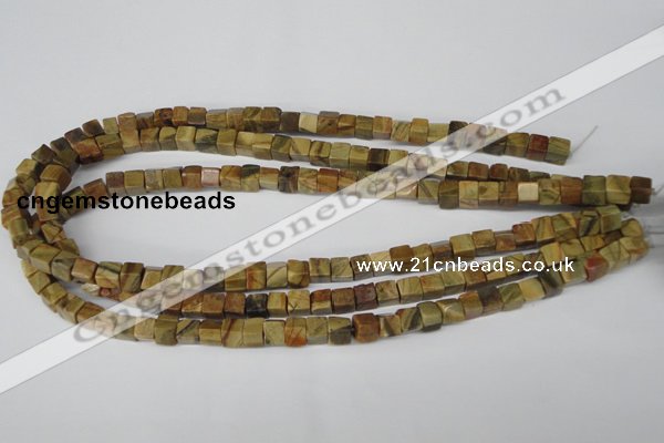 CCU41 15.5 inches 6*6mm cube picasso jasper beads wholesale