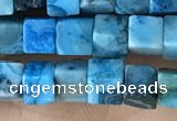 CCU453 15.5 inches 4*4mm cube blue crazy lace agate beads