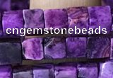 CCU454 15.5 inches 4*4mm cube purple crazy lace agate beads