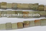 CCU47 15.5 inches 6*6mm cube silver leaf jasper beads wholesale