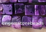 CCU484 15.5 inches 6*6mm cube purple crazy lace agate beads