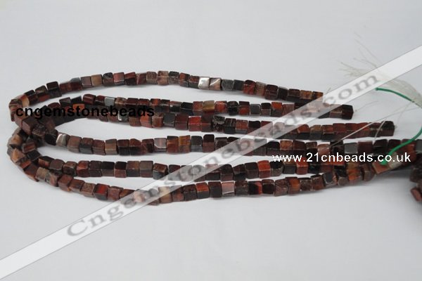 CCU49 15.5 inches 6*6mm cube red tiger eye beads wholesale