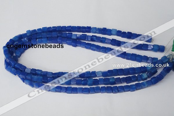 CCU51 15.5 inches 6*6mm cube dyed white jade beads wholesale