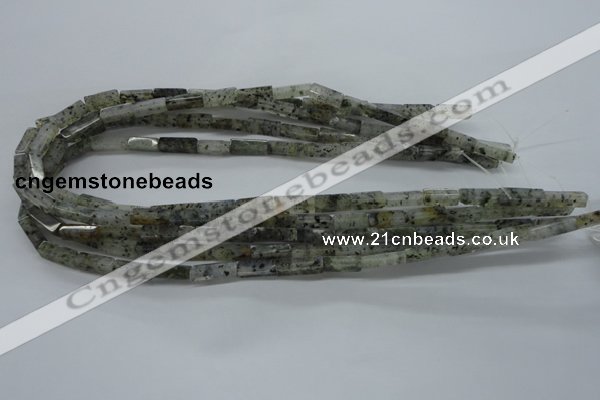 CCU514 15.5 inches 4*13mm cuboid moss quartz beads wholesale