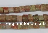 CCU52 15.5 inches 6*6mm cube New unakite beads wholesale