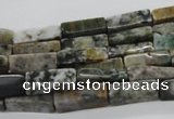 CCU521 15.5 inches 4*13mm cuboid moss agate beads wholesale