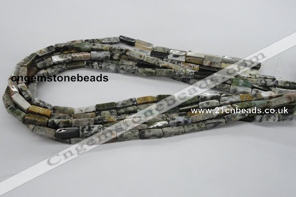 CCU521 15.5 inches 4*13mm cuboid moss agate beads wholesale