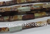 CCU522 15.5 inches 4*13mm cuboid green magic agate beads wholesale