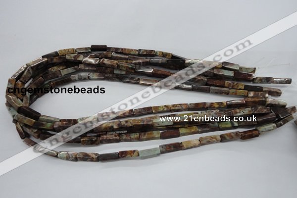 CCU522 15.5 inches 4*13mm cuboid green magic agate beads wholesale