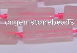 CCU603 15.5 inches 8*20mm - 10*30mm cuboid rose quartz beads