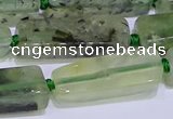 CCU606 15.5 inches 8*20mm - 10*30mm cuboid green rutilated quartz beads