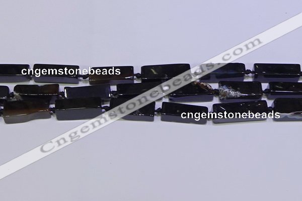 CCU610 15.5 inches 8*20mm - 10*30mm cuboid black agate beads
