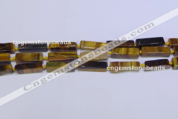 CCU618 15.5 inches 8*20mm - 10*30mm cuboid yellow tiger eye beads