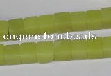 CCU64 15.5 inches 8*8mm cube olive jade beads wholesale