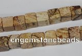 CCU65 15.5 inches 8*8mm cube picture jasper beads wholesale