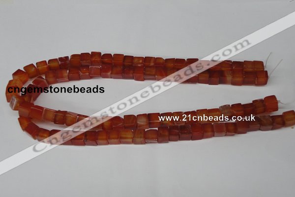 CCU67 15.5 inches 8*8mm cube red agate beads wholesale