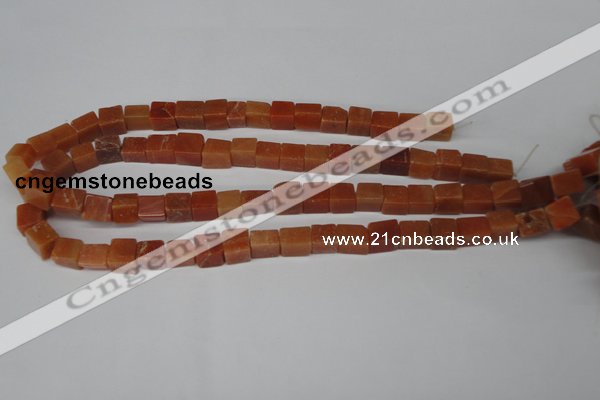 CCU68 15.5 inches 8*8mm cube red aventurine beads wholesale