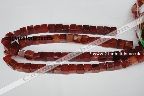 CCU70 15.5 inches 10*10mm cube red agate beads wholesale