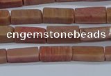 CCU717 15.5 inches 4*13mm cuboid pink wooden jasper beads wholesale