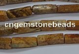 CCU738 15.5 inches 4*13mm cuboid picture jasper beads wholesale